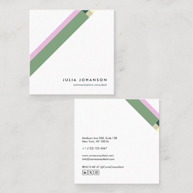 motivo geométrico minimalista moderno verde quadratische visitenkarte (Von Creator hochgeladen)