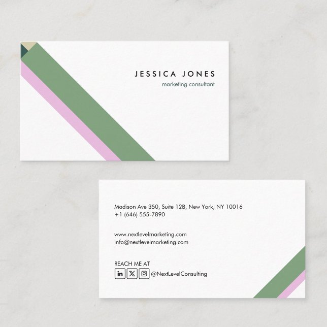 motivo geométrico minimalista moderno verde visitenkarte (Von Creator hochgeladen)