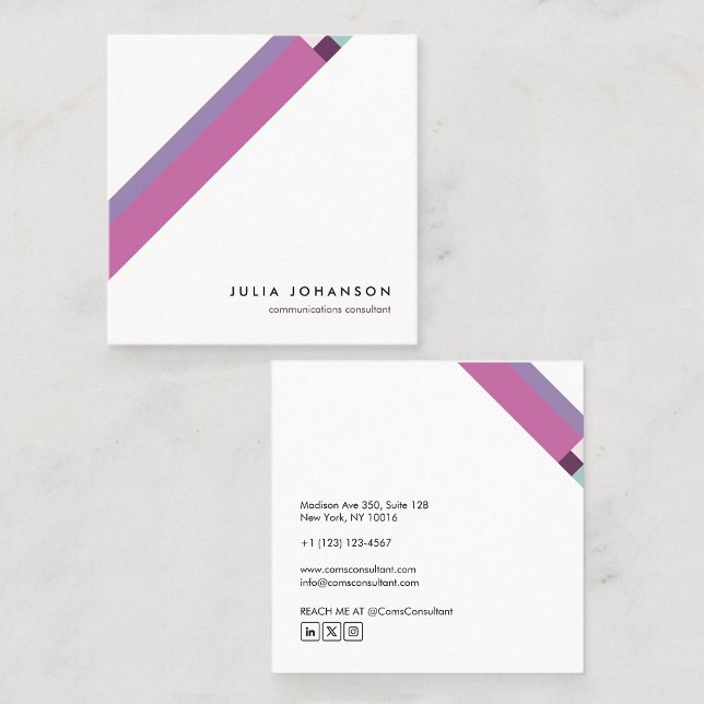 motivo geométrico minimalista moderno violeta quadratische visitenkarte (Von Creator hochgeladen)