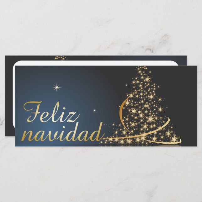 Motivo navideño azul con dorado árbol de navidad (Vorne/Hinten)