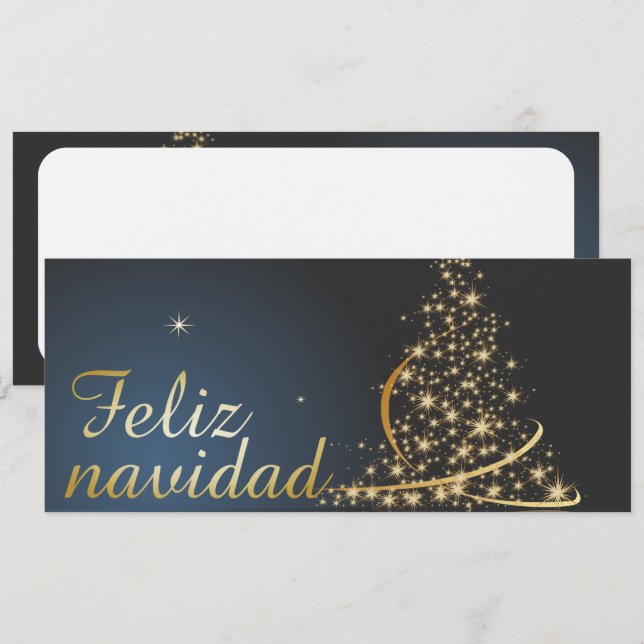Motivo navideño azul con dorado árbol de navidad (Vorne/Hinten)