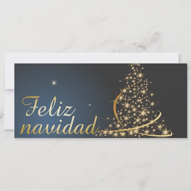 Motivo navideño azul con dorado árbol de navidad (Vorderseite)