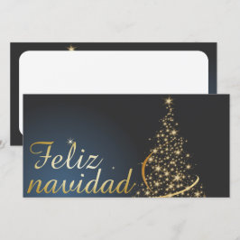 Motivo navideño azul con dorado árbol de navidad dankeskarte