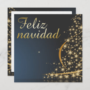 Motivo navideño azul con dorado árbol de navidad einladung