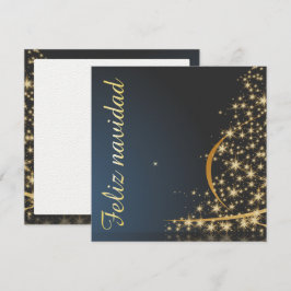 Motivo navideño azul con dorado árbol de navidad einladung