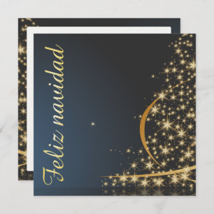 Motivo navideño azul con dorado árbol de navidad einladung