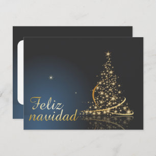 Motivo navideño azul con dorado árbol de navidad einladung