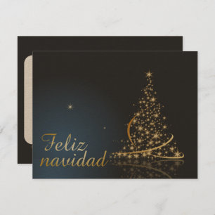 Motivo navideño azul con dorado árbol de navidad einladung