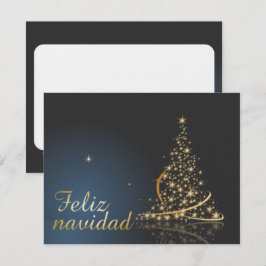 Motivo navideño azul con dorado árbol de navidad einladung