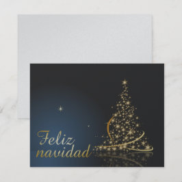 Motivo navideño azul con dorado árbol de navidad einladung