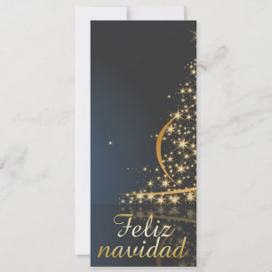 Motivo navideño azul con dorado árbol de navidad feiertagskarte
