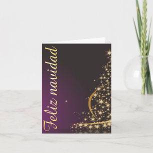 Motivo navideño morado con dorado árbol de navidad karte