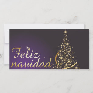Motivo navideño morado oscuro con dorado árbol de dankeskarte