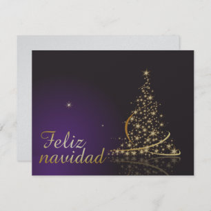 Motivo navideño morado oscuro con dorado árbol de einladung