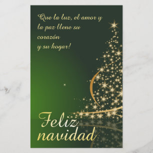 Motivo navideño verde con arbol de navidad