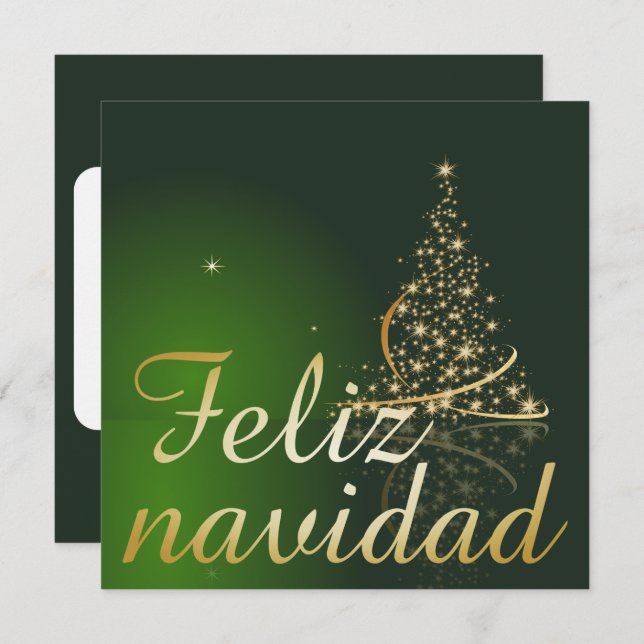 Motivo navideño verde con arbol de navidad einladung (Vorne/Hinten)