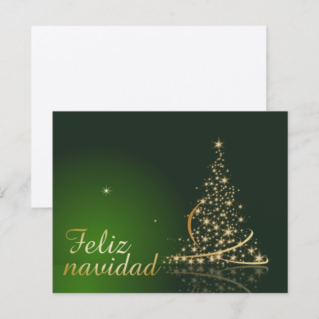 Motivo navideño verde con arbol de navidad einladung (Vorne/Hinten)