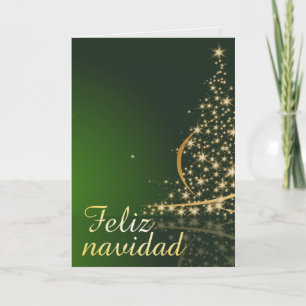 Motivo navideño verde con arbol de navidad. karte
