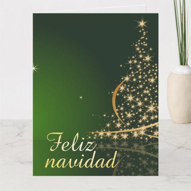 Motivo navideño verde con arbol de navidad. karte (Vorderseite)