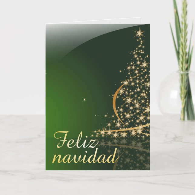 Motivo navideño verde con arbol de navidad. V2,0 Karte (Vorderseite)