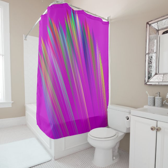 Motley abstract stripes on fuchsia color duschvorhang (Beispiel)