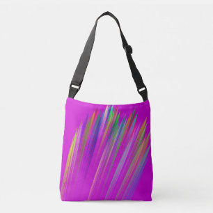 Motley abstract stripes on fuchsia color tragetaschen mit langen trägern