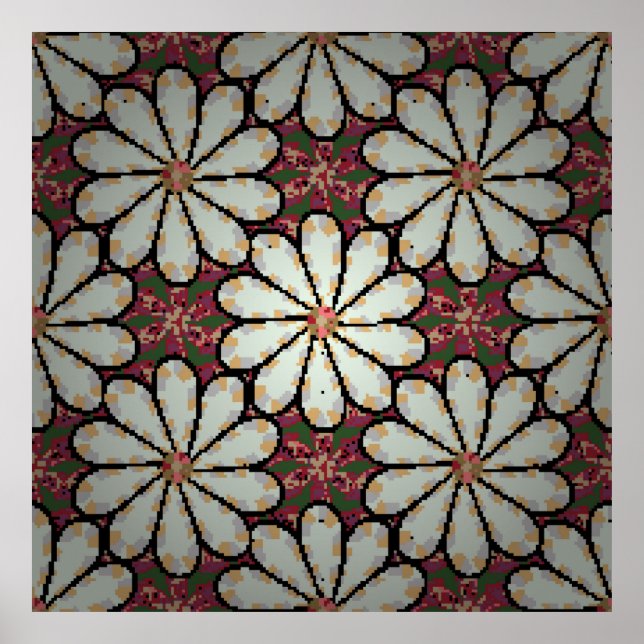 Motley Illustration. Kleine farbenfrohe Blume. Spr Poster (Vorne)