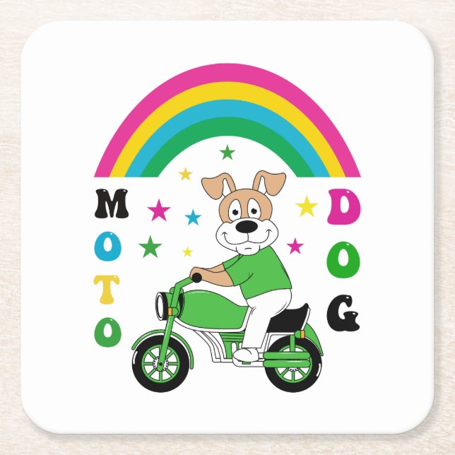 Moto Dog Rechteckiger Pappuntersetzer (Vorderseite)