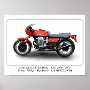 Moto Guzzi 850 Le Mans 1976 Motorrad - A3 Größe Poster