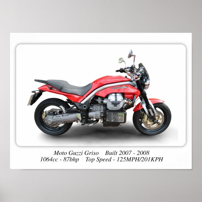 Moto Guzzi Griso Motorrad - A3-Großdruckplakat Poster (Vorne)