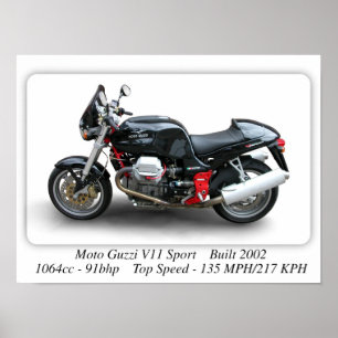 Moto Guzzi V11 Sport Motorrad - A3 Größe Druck  Poster