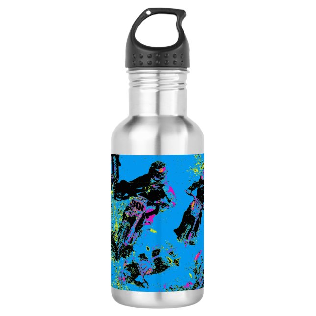 Moto-Mischen - Motocross-Renner Edelstahlflasche (Vorderseite)
