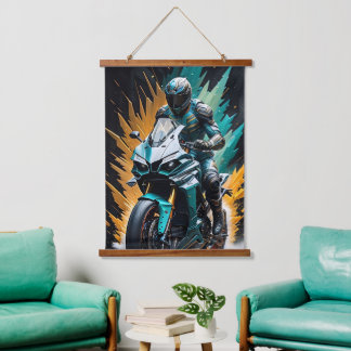 moto Wandteppich Mit Holzrahmen