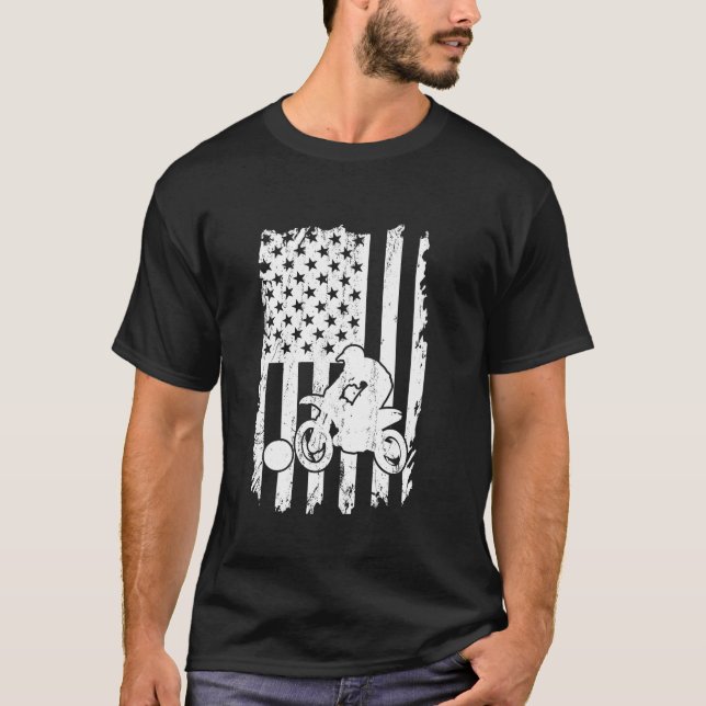 Motoball Motocross US-Flagge USA Moto Ball L T-Shirt (Vorderseite)