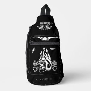 Motobike Schwarz-weiß geboren Crossbody Bag