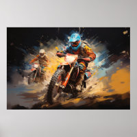 Motocross Action Sport Malerei Abstrakte Art Deco