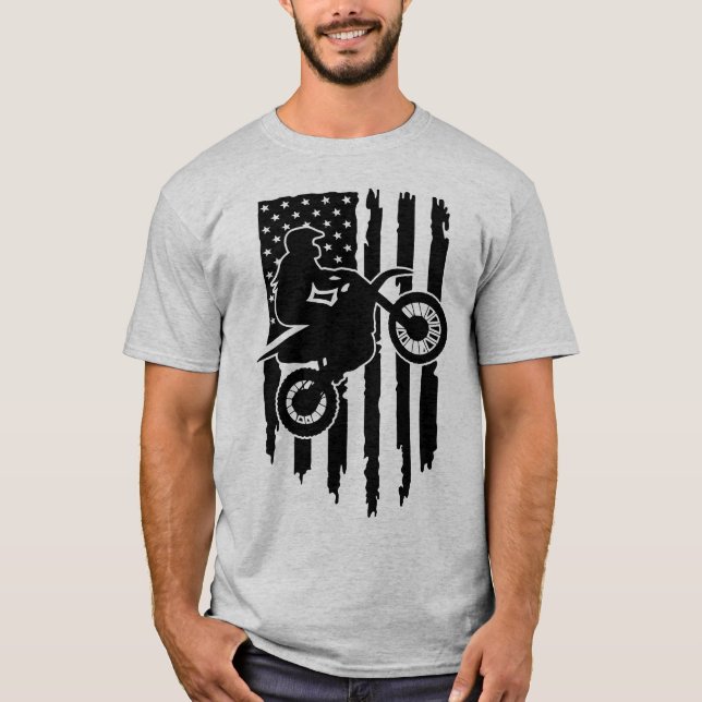 Motocross American Flag T - Shirt (Vorderseite)