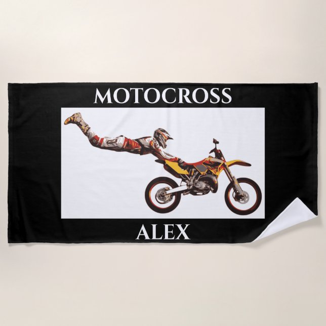 MOTOCROSS Badetuch. Strandtuch (Vorderseite)