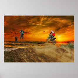 Motocross bei Dämmerung Poster
