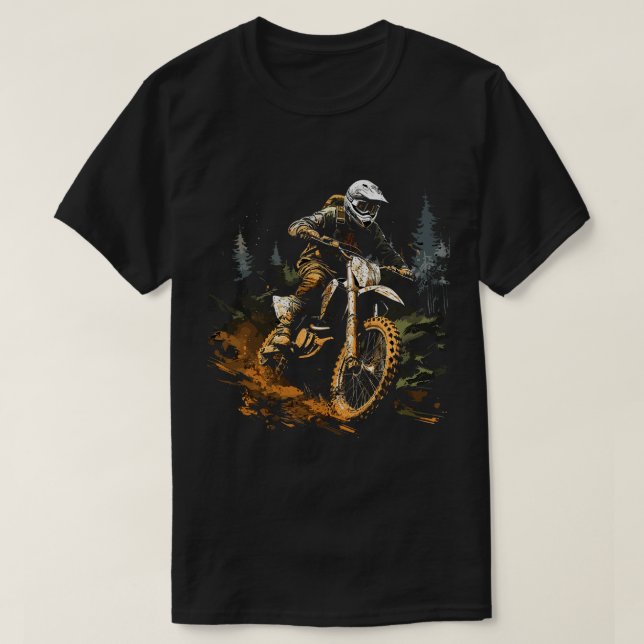 Motocross Biker Forest Dirt Bike Men Boys Graphics T-Shirt (Design vorne)