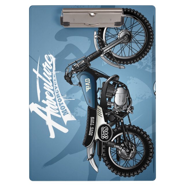 Motocross Blue Dirt Bike Clipboard | Bürobedarf Klemmbrett (Vorderseite)