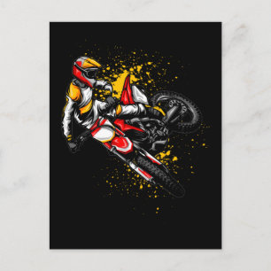 Motocross Boys Colorful Dirt Bike Rider Postkarte