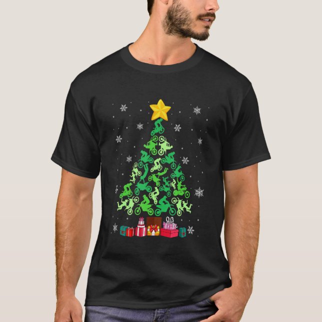 Motocross Christmas Tree Funny Sports Lover Xmas P T-Shirt (Vorderseite)