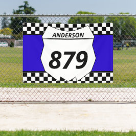 Motocross Custom Dirt Bike Number Plate auf blau Banner