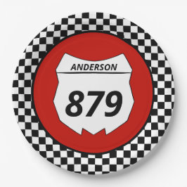 Motocross Custom Dirt Bike Number Plate auf Red Pappteller