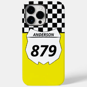 Motocross Custom Dirt Bike Number Plate on Yellow Case-Mate iPhone 14 Pro Max Hülle
