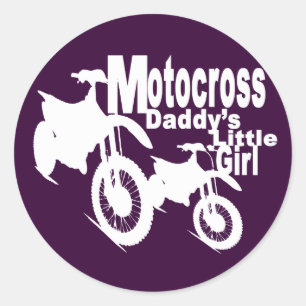 Motocross Daddys Mädchen Runder Aufkleber