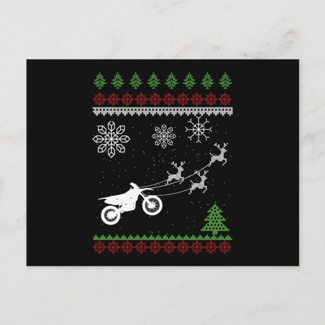 Motocross Deer Bike Motorrad Gutes Weihnachtsgesch Postkarte (Vorderseite)