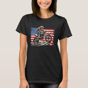Motocross Dirt Bike American Flag USA 4. Juli T-Shirt
