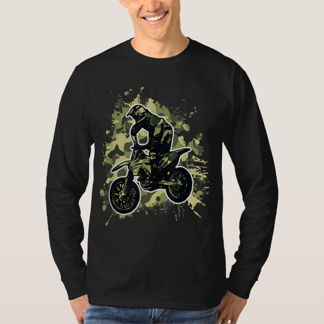 Motocross Dirt Bike Camouflage Camouflage Motorrad T-Shirt (Vorderseite)